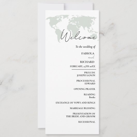 Bestemming bruiloft Groene bruiloft Programma Kaar (Voorkant)