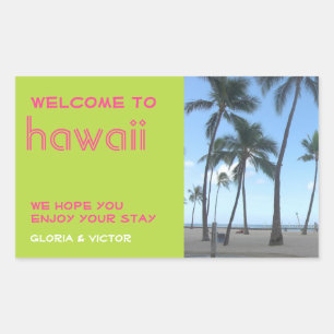 Bestemming bruiloft groene tropische gift bag labe rechthoekige sticker