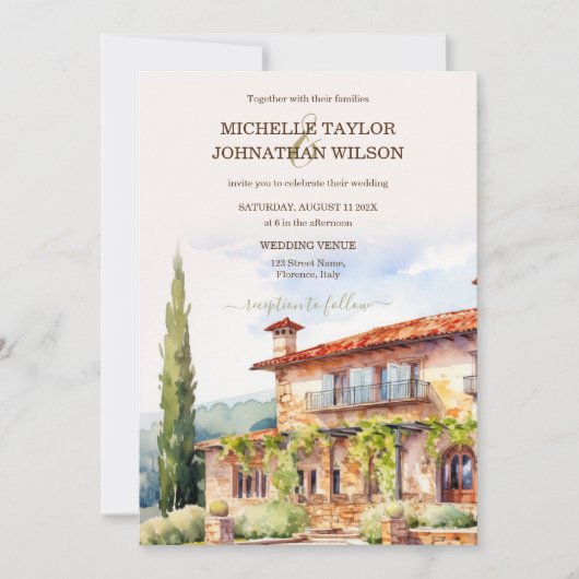 Bestemming Bruiloft Italië Toscane Florence Kaart (Voorkant)