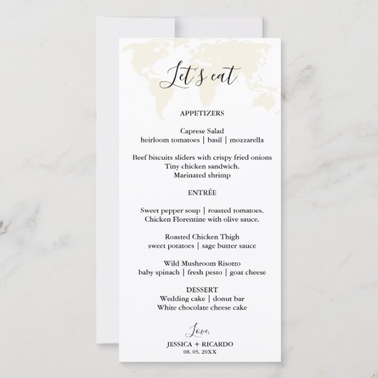 Bestemming Bruiloft Menu en Dank u kaart (Achterkant)