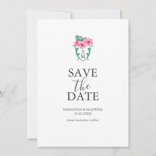 Bestemming Bruiloft Monogram Opslaan van de datum Save The Date (Voorkant)