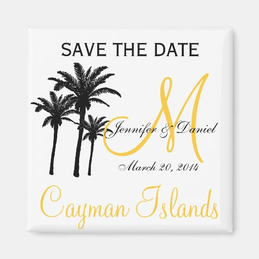 Bestemming Bruiloft Monogram Save the Date Magnete Magneet (Voorkant)