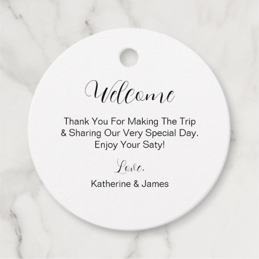 Bestemming Bruiloft Party voor hotelgasten Welkom Bedankjes Labels (Voorkant)