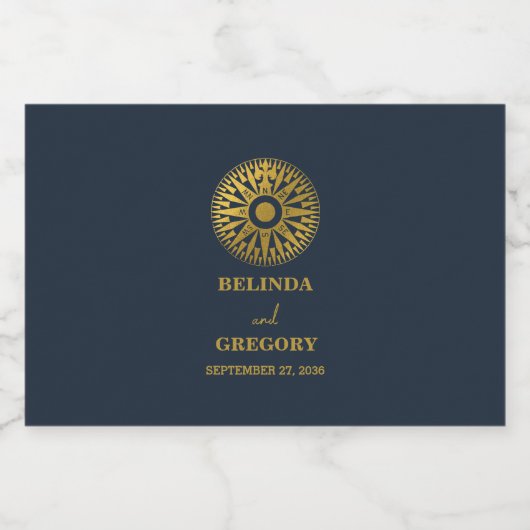 Bestemming Bruiloft Paspoort Kompas Bruiloft Favor Likeurfles Etiket (Enkel label)