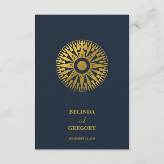 Bestemming Bruiloft Paspoort Kompas Bruiloft Informatiekaartje (Voorkant)
