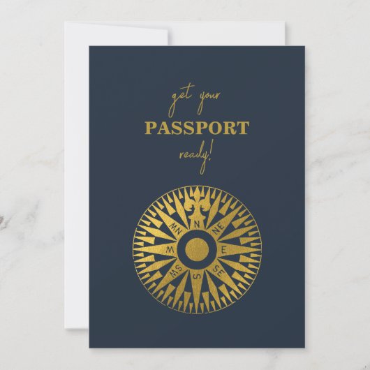 Bestemming Bruiloft Paspoort Kompas Bruiloft Kaart (Voorkant)