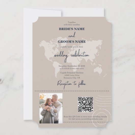 Bestemming Bruiloft Paspoort Kompas Bruiloft Kaart (Achterkant)