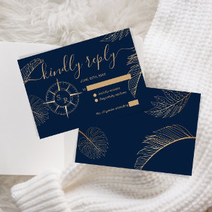 Bestemming Bruiloft Paspoort Kompas Monogram RSVP Kaartje