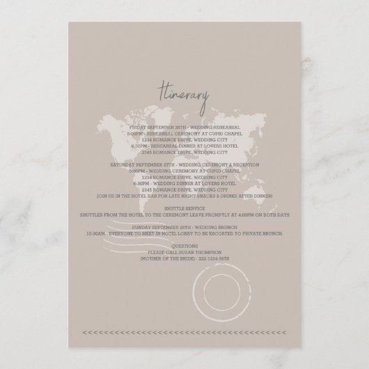 Bestemming Bruiloft Paspoort Kompas Route Programmakaart (Achterkant)