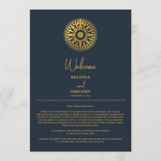 Bestemming Bruiloft Paspoort Kompas Route Programmakaart (Voorkant)