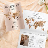 Bestemming Bruiloft Paspoort Wereldkaart Glitter