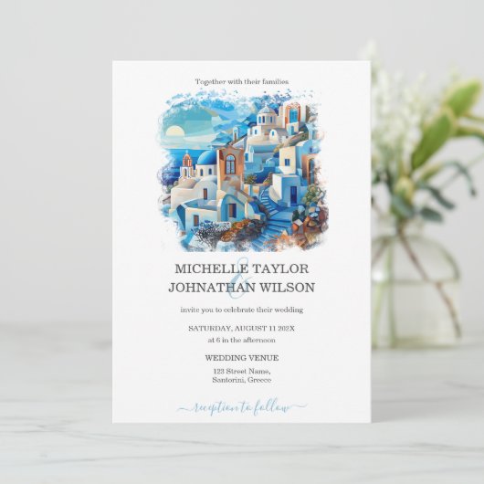 Bestemming Bruiloft Santorini Griekenland Grieks e Kaart (Staand voorkant)