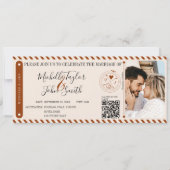 Bestemming Bruiloft Sinaasappel Boarding Pass QR-c Kaart (Voorkant)