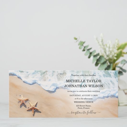 Bestemming Bruiloft Strand Tropisch Eiland Zeester Kaart (Staand voorkant)