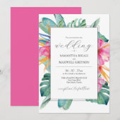 Bestemming Bruiloft uitnodigingen Tropische bloeme (Voorkant / Achterkant)