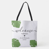Bestemming Bruiloft Welkomsttas Tropische bladeren Tote Bag (Voorkant)