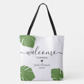 Bestemming Bruiloft Welkomsttas Tropische bladeren Tote Bag (Achterkant)