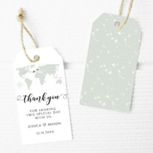 Bestemming bruiloft wereldkaart dank u labels cadeaulabel
