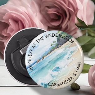 Bestemming Bruiloft Zomer Strand VIP Gast Button Flesopener