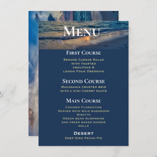 Bestemming Bruiloft Zonnige luchten Bruiloft Menu (Voorkant / Achterkant)