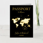 Bestemming Bruiloft Zwart Goud Wereldkaart Paspoor Folie Wenskaart (Voorkant)