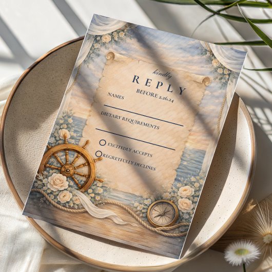 Bestemming Cruise Bruiloft RSVP Kaartje