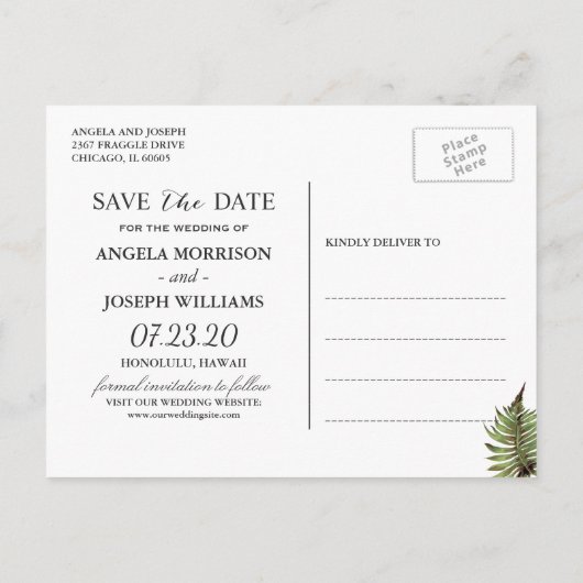 Bestemming De datum opslaan | tropische ananas Aankondigingskaart (Achterkant)