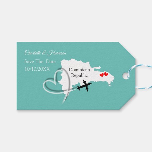 Bestemming Dominicaanse Republiek Save The Date Cadeaulabel (Voorkant (Horizontaal))