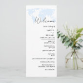 Bestemming Dusty Blue Wedding Program Kaart (Staand voorkant)