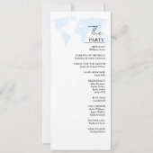 Bestemming Dusty Blue Wedding Program Kaart (Achterkant)