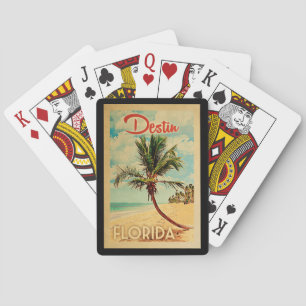 Bestemming Florida Palm Boom Strand Vintage Reis Pokerkaarten