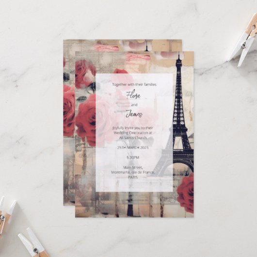 Bestemming Frankrijk Reds uitnodiging (Voorkant / Achterkant in situ)