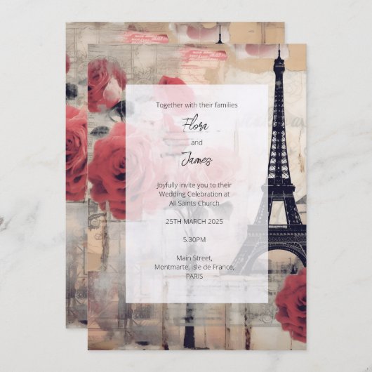 Bestemming Frankrijk Reds uitnodiging (Voorkant / Achterkant)