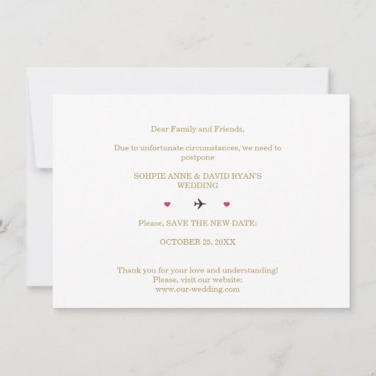 Bestemming Gold Wereldkaart Wedding Verander de da Save The Date (Achterkant)