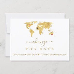 Bestemming Gold Wereldkaart Wedding Verander de da Save The Date