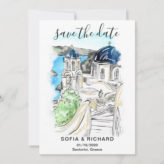 Bestemming Griekenland Grieks Eiland Santorini Kaart (Voorkant)