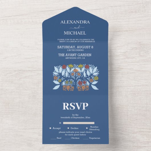 Bestemming Griekenland Santorini Bruiloft All In One Uitnodiging (Binnen)