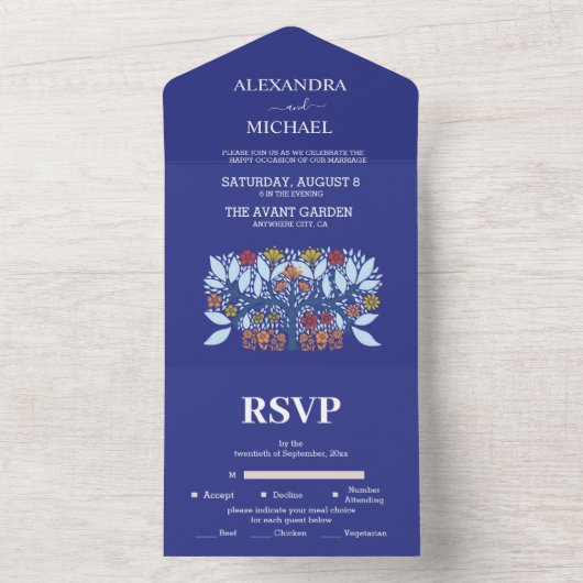 Bestemming Griekenland Santorini Bruiloft All In One Uitnodiging (Binnen)