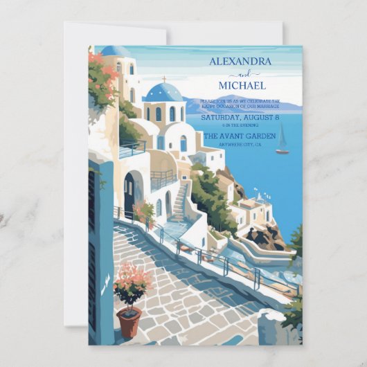 Bestemming Griekenland Santorini Bruiloft Kaart (Voorkant)