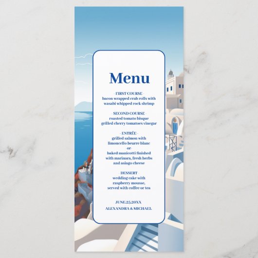 Bestemming Griekenland Santorini Bruiloft Menu (Achterkant)