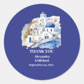Bestemming Griekenland Santorini Bruiloft Ronde Sticker (Voorkant)