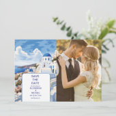 Bestemming Griekenland Santorini Bruiloft Save The Date (Staand voorkant)