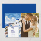 Bestemming Griekenland Santorini Bruiloft Save The Date (Voorkant / Achterkant)