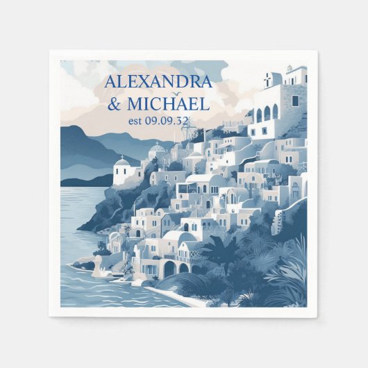 Bestemming Griekenland Santorini Bruiloft Servet (Voorkant)