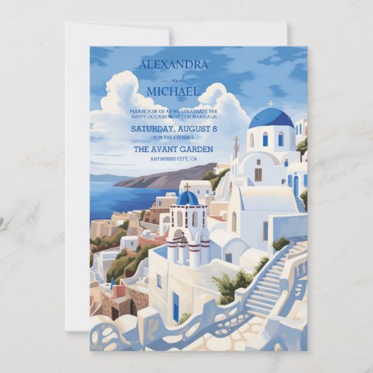 Bestemming Griekenland Santorini Trouwen Kaart (Voorkant)