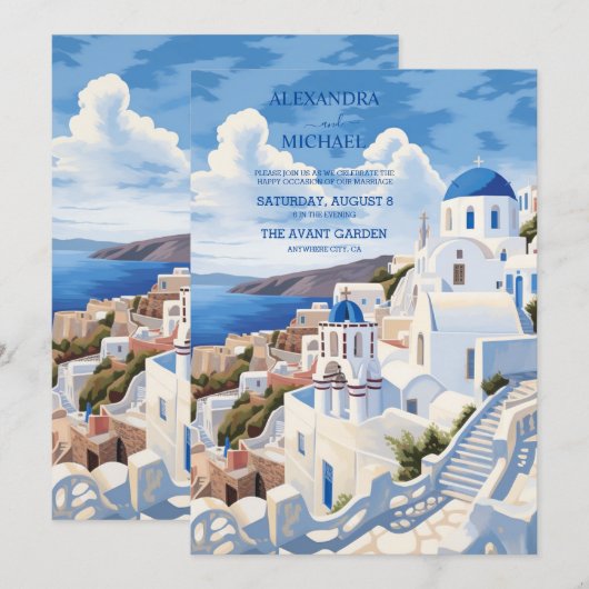 Bestemming Griekenland Santorini Trouwen Kaart (Voorkant / Achterkant)