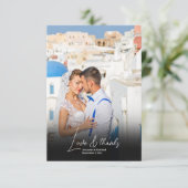 Bestemming Griekenland Santorini Trouwfoto Bedankkaart (Staand voorkant)