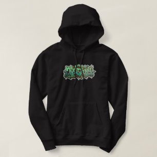 Bestemming Groene Graffiti Typografie Zwarte Hoodi Hoodie