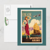 Bestemming: Hong Kong Retro Grafisch Briefkaart (Voorkant / Achterkant)