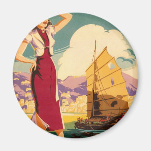 Bestemming: Hong Kong Retro Graphic Round magnet